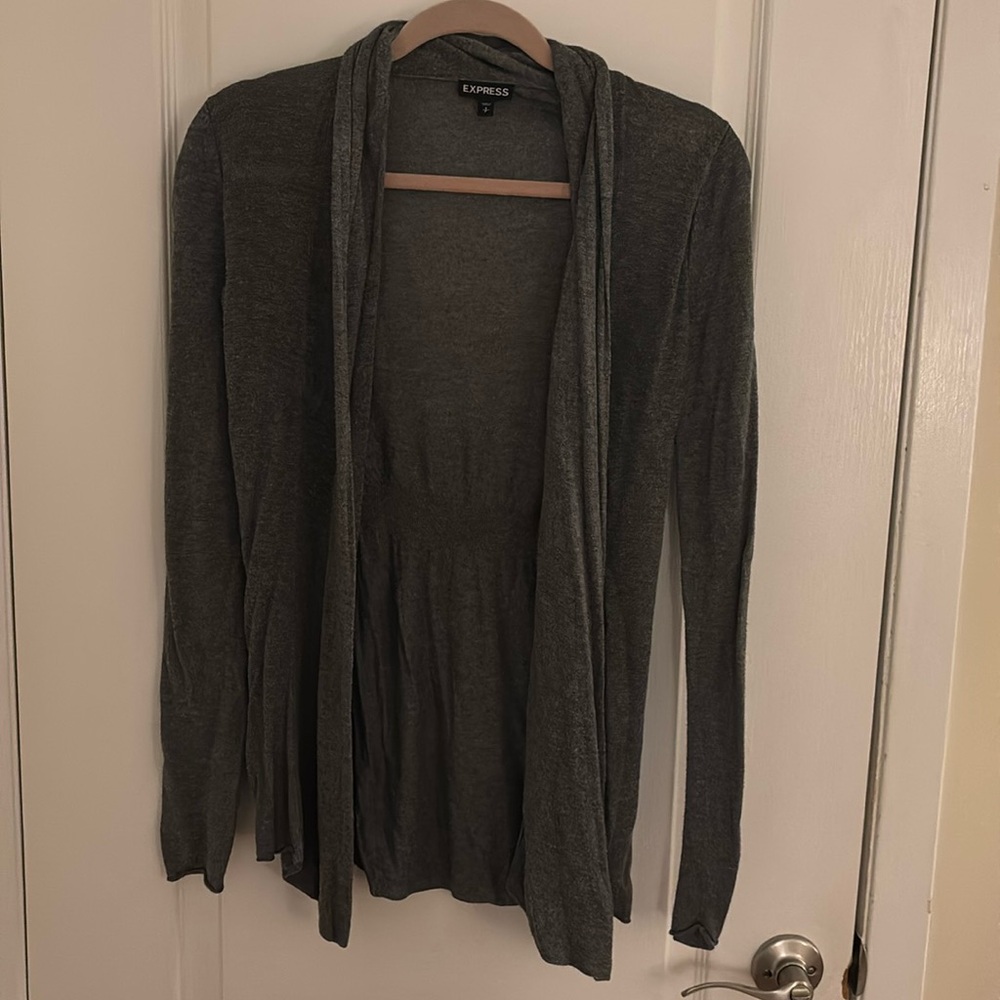 Express Women’s Dark Gray Open-Front Cardigan Sweater Size S
